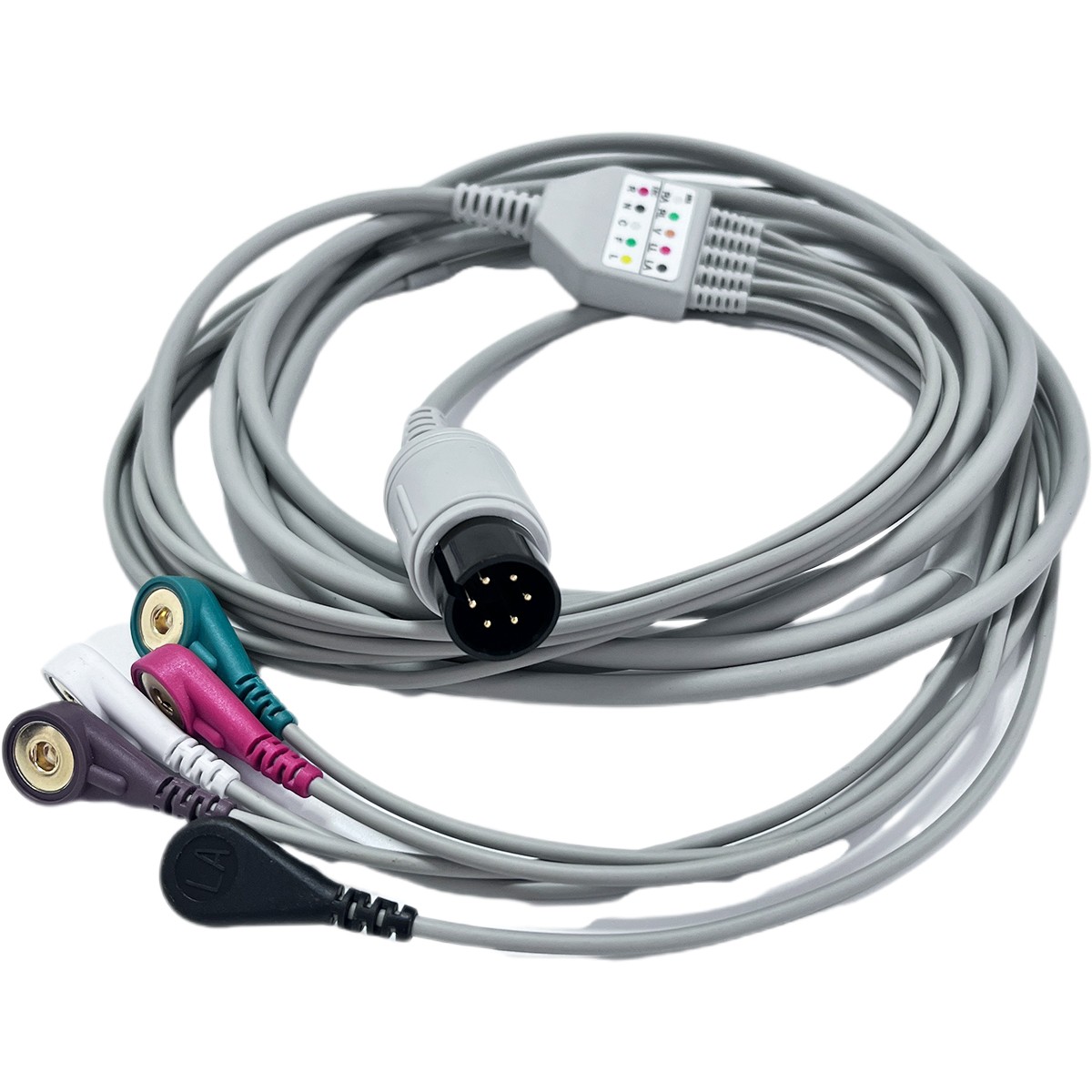 通用6P心电一体五导联线夹式美标（弯头）